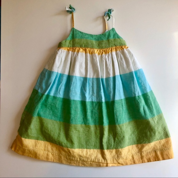 Linen Baby Gap Midi Striped Sundress 12-18Mos - Picture 2 of 4